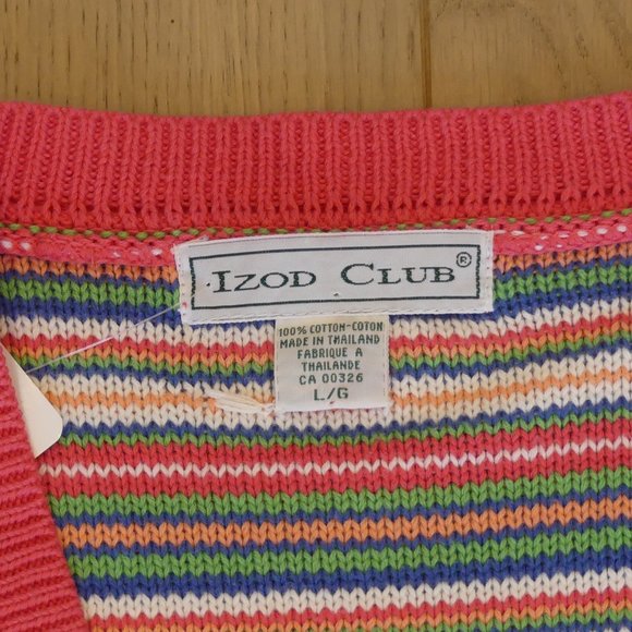 Izod Club Pink Multicoloured Horizontal Striped Large Vest - Picture 4 of 4